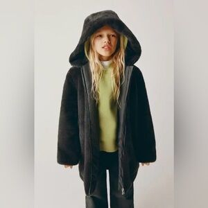 Zara Girls Faux Fur Coat with Hood